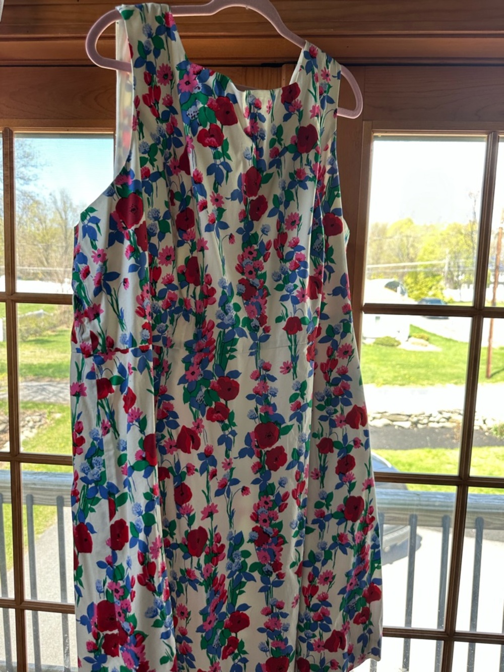 Talbots White Floral Dress with Pink & Blue Accents